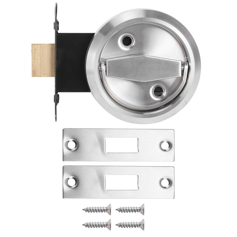 Round Door Lock, Home Bathroom DoubleSided Lock 304 Stainless Steel