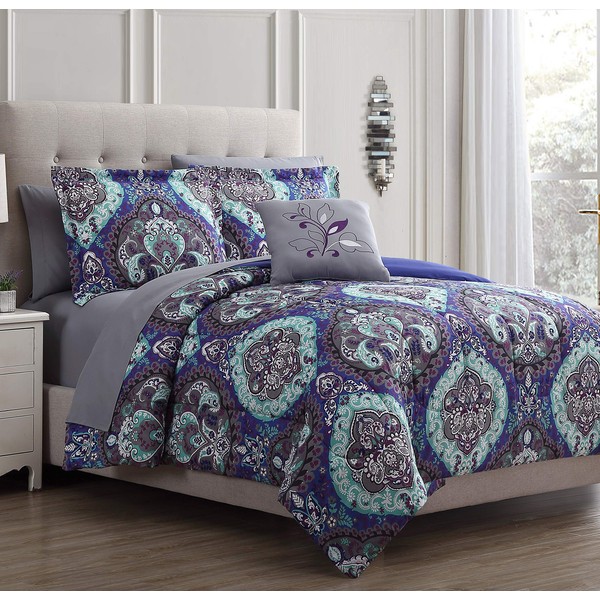 Modern Threads Cathedral 8-Piece Printed Reversible Bed in A Bag Full