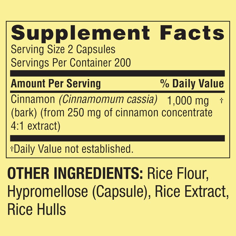 Spring Valley Cinnamon Dietary Supplement, 1000 mg, 400 Count -