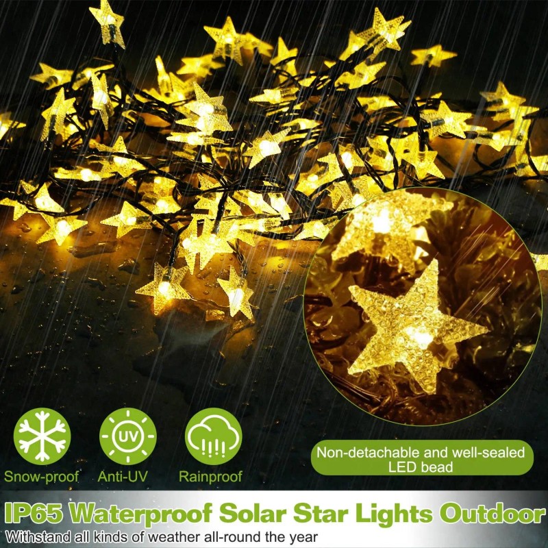 2Pcs 39.3FT 100LED Solar Powered LED Light Strings Beads Fairy