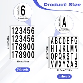 10 Sheet Sticky Waterproof Address Sign Mailbox Numbers Letters Stickers Stick on Black Vinyl Alphabet Number Decals for Home Car Window Door Truck Outside Signs(2 x 1 Inch)