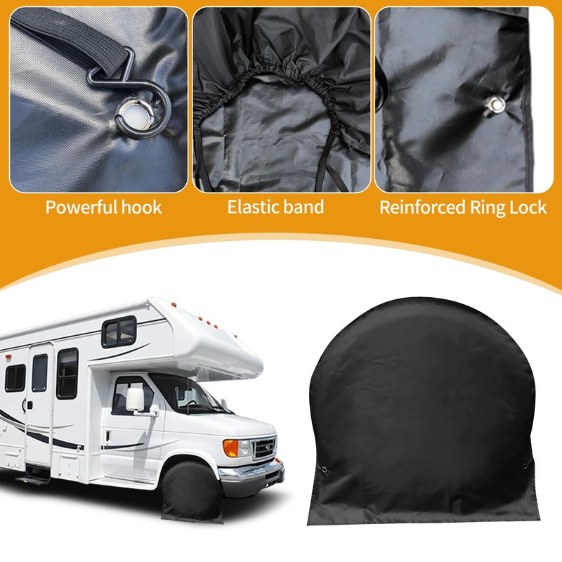 Reifenabdeckung,Radabdeckung Wohnwagen 600D Oxford PVC Beschichtung Wasserdicht Staubdicht UV-Schutz Ersatzradabdeckungen,Universelle