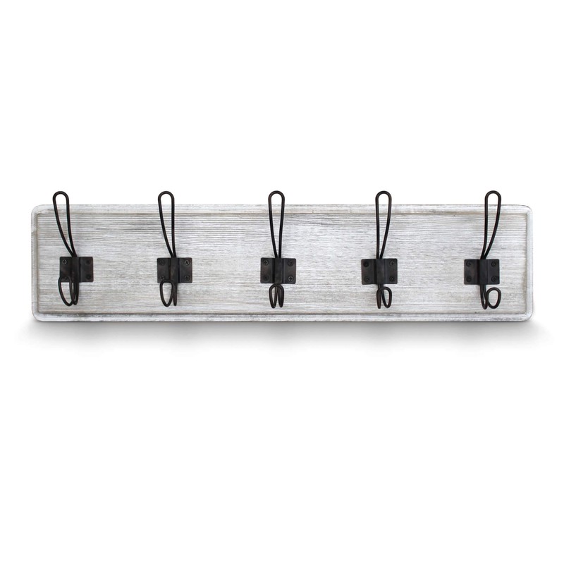 Rustic Coat Rack - Wall Mounted Whitewash 24" Entryway Coat