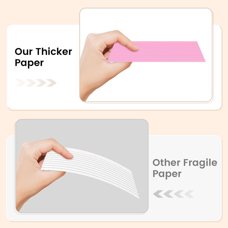 Index Cards 3x5 Inch, 300sheets, Flash Cards,Ruled Lined Pink Note