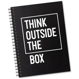 Sixrip Think Outside The Box 160 Blank Pages Spiral Notebook, Funny Notebook Gifts for Coworker, New Job Gifts for Employee, Diary Gifts for Student Office School, Entrepreneur Gifts for Men Women