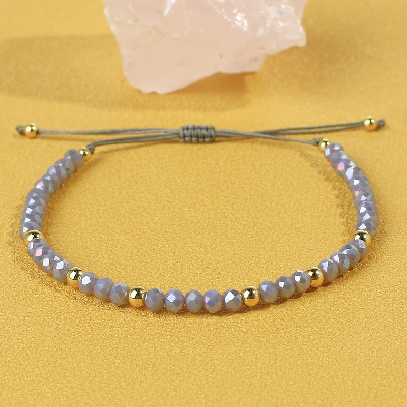 KELITCH Women's Crystal Bead Bracelets Adjustable Beach Bracelets Candy Colours