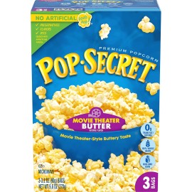 Pop Secret Popcorn, Microwave Popcorn Bags,3.2 Ounce,3 Count,Select Your Flavor. - Movie Theater Butter, Flavor