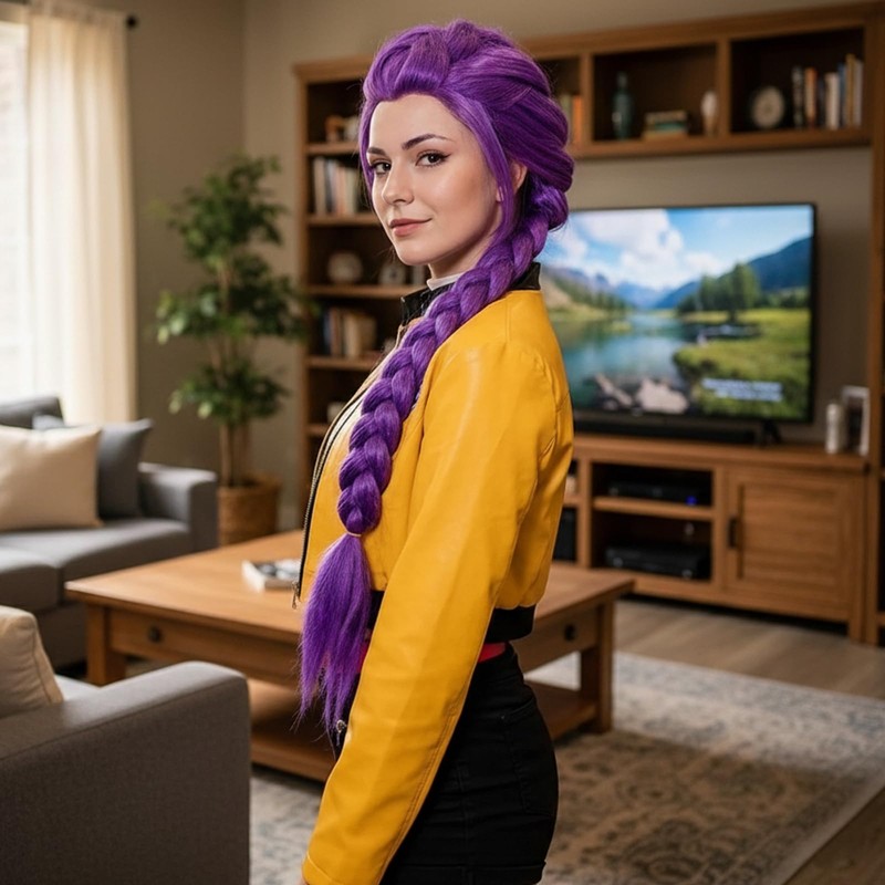 Rumi Wig, Rumi Hair Braid, Purple Cosplay Wig for Anime