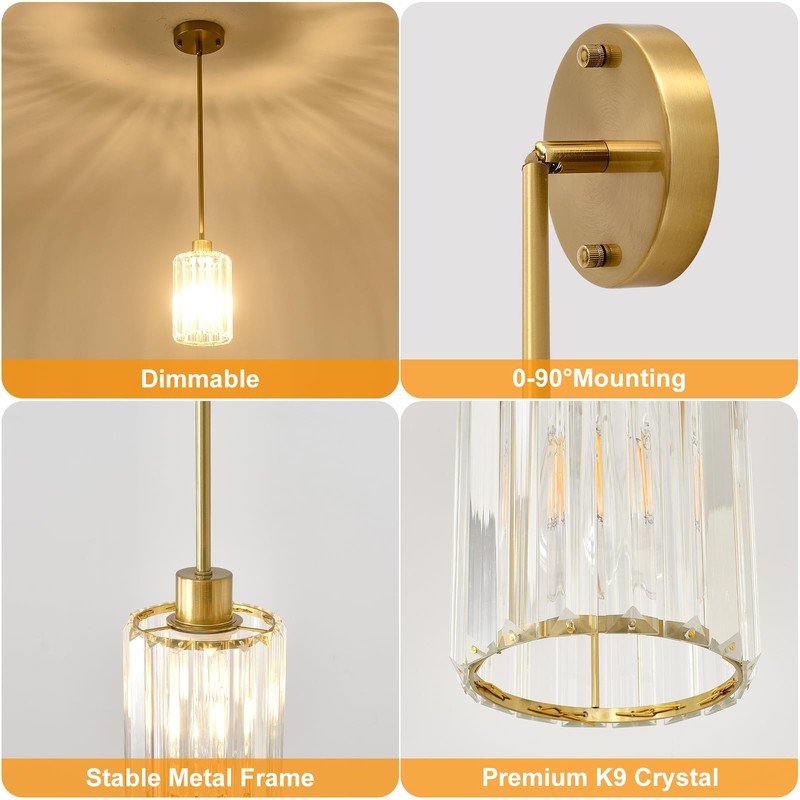 GZJunYo 2 Pack Gold Pendant Lights for Kitchen Island, Modern