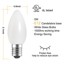 Brightown C7 Christmas Replacement Light Bulbs 25 Pack, C7 Bulbs Incandescent Bulb for Christmas String Light, E12 Candelabra Base, 5 Watt
