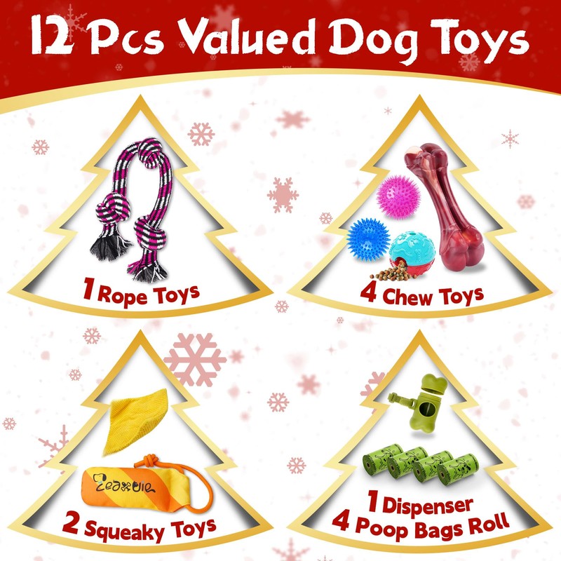 Zeaxuie 12 Pack Long-Lasting Heavy Various Dog Chew Toys Pack
