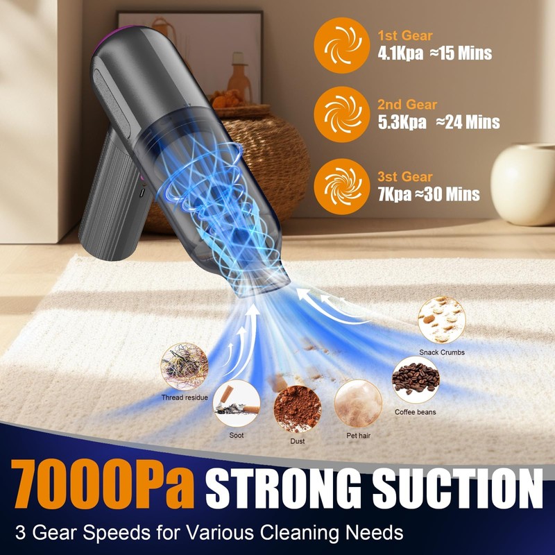 Hayousui 7000Pa Mini Vacuum Cleaner: Handheld Vacuum & Electronics Duster