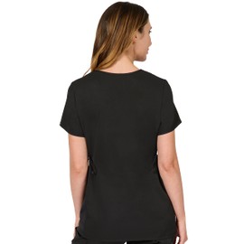 Evolution Scrubs Women's 4-Way Stretch Maternity V-Neck Top, Black, Large