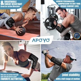 APOYO Elbow Brace for Tendonitis and Tennis Elbow, Compression Sleeve for Arthritis, Workouts, Reduce Joint Pain During Fitness Activity (Large)