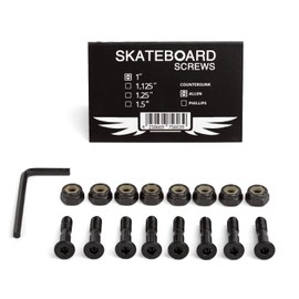 Skateboard Hardware Mounting Set 1 Inch Allen - Longboard Screws Set with Inner Hex Key