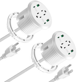 3 inch Desktop Power Grommet USB C,40W Fast Charging Station,Furniture Recessed Power Strip,2 Outlets,4 USB Ports,Flush-Mount for Desktop, Workspace Essential Desk Outlet,2 Pack