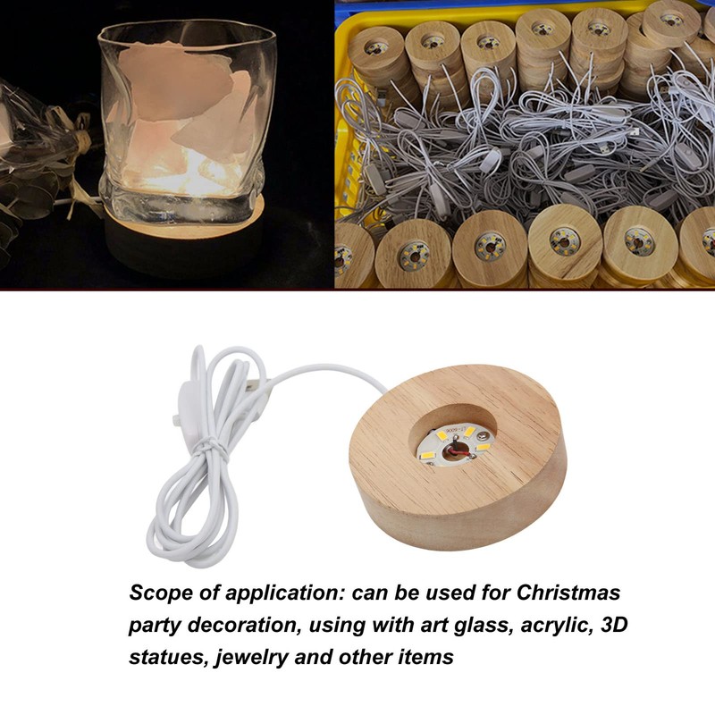 LED Light Base Display Base, USB Interface Wood Lighted Display