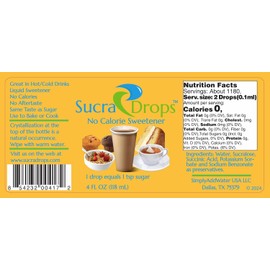 SucraDrops 2-4 oz Bottles of Premium Liquid Sucralose Sweetener, 1,180 Servings x 2 drops per serving size, totaling 2,360 drops each