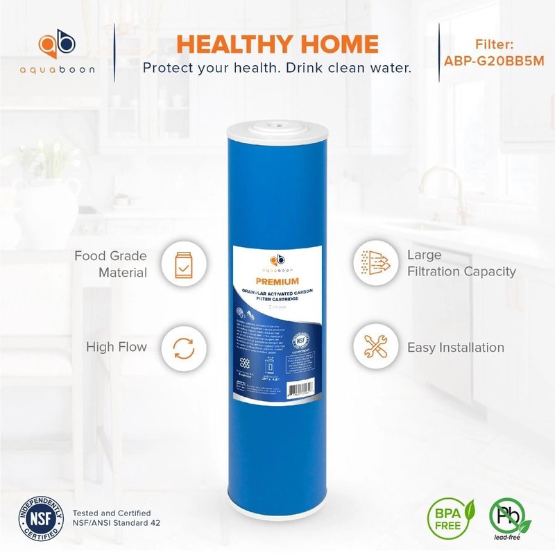 Aquaboon 5 Micron 20 x 4.5 Premium Granular Activated Carbon