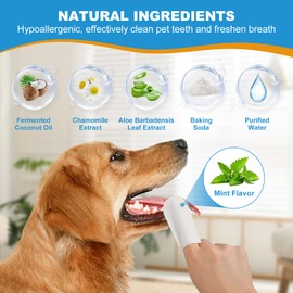 Usnsyyd Dog & Cat Teeth Cleaning Wipes, Reduces Plaque & Freshing Breath,Canine Finger Toothbrush, Disposal Gentle Cleaning & Gum Care Pet Wipes, 1.54" Wide,Mint Flavor,50Pcs