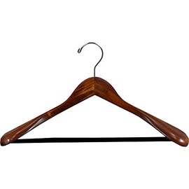 Wide Shoulder Wooden Suit Hangers 6 Pack, Luxury Solid Wood Coat Hangers with Non Slip Pants Bar Walnut Finish
