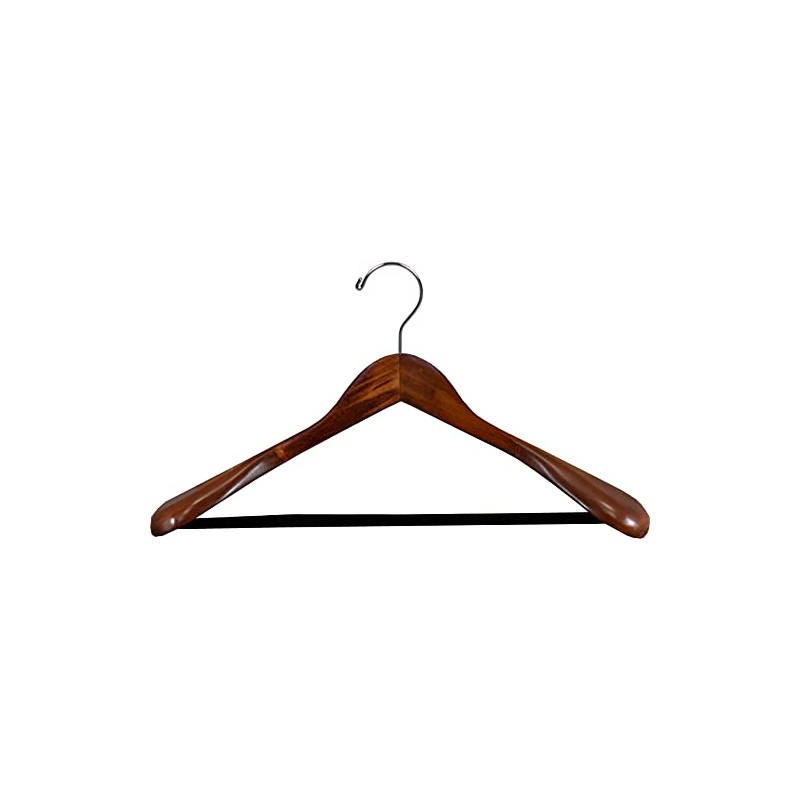 Wide Shoulder Wooden Suit Hangers 6 Pack, Luxury Solid Wood