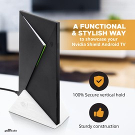 SplashNColor Vertical Stand Organizer Compatible with Nvidia Shield Android TV (2017 & 2019 Pro Models) - Compact Display with Logo & Lettering - Sleek Stand Nvidia Shield TV Mount (Arctic White)