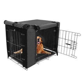 Durable Dog Crate Cover Double Door for Large pet Kennel Covers Universal Fit for 24 30 36 42 48 inches Wire Dog Crate (24 Inch (24" L x 18" W x 20" H))-Black