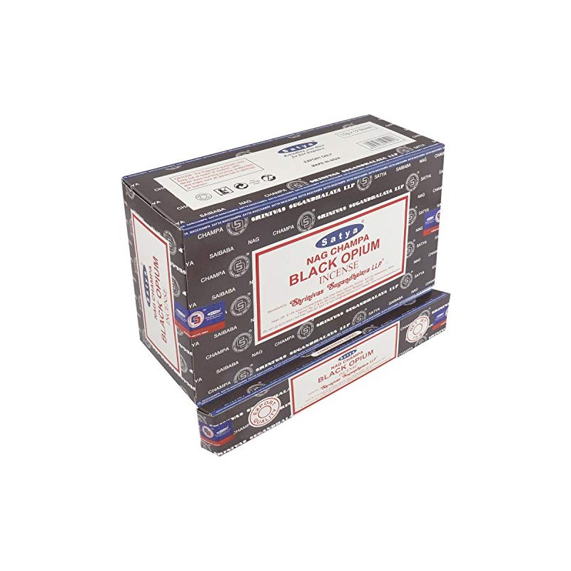 Satya 01347 Black Opium Incense Sticks, 12 Packs x 15g,