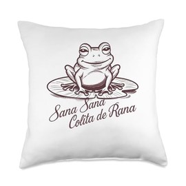 Sana Sana Colita De Rana Funny Cute Mexican Saying Throw Pillow