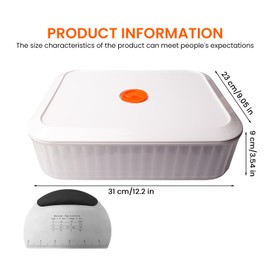 PORFOYO Bread Proofing Box, Pizza Box with Lid, Pizza Ball Box, Fermentation Tins for Pizza Dough, Sourdough, Storage Container, 31 x 23 x 9 cm