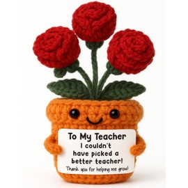 TKGIFTHOT - Regalos de agradecimiento a los maestros de ganchillo hechos a mano, regalo perfecto para profesores, amigurumi único positivo Keapsake lindo pequeño decoración de agradecimiento para