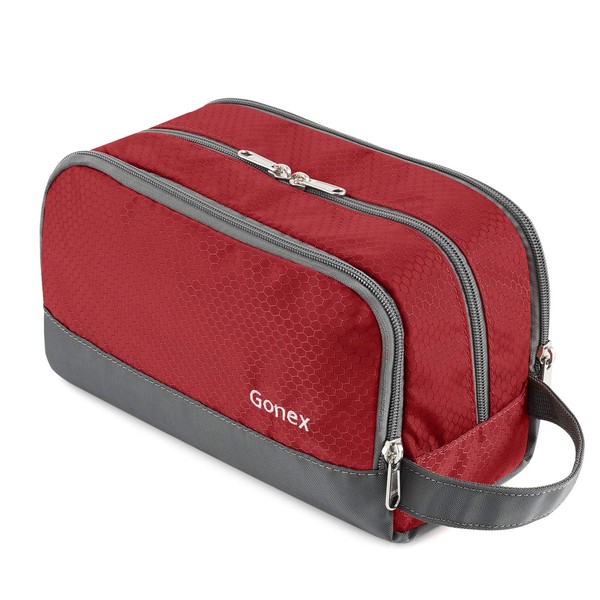 Gonex Men Toiletry Bag with Strap Sport Style Repellent Showerproof Nylon Red