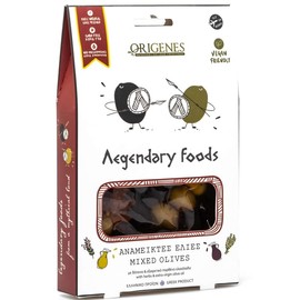 Pack of 4 Mixed Olives in Vacuum with Special Box, Green Olives in Lemon juice, Kalamon Olives with Savory Greek Oregano and Lemon juice, Freshly Sealed Olives with Extra Virgin Oil 4X200g