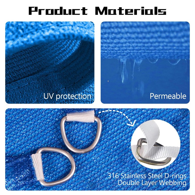 10'x10'x10' Triangle Sun Shade Sail, Outdoor Shade Cover, HDPE Breathable