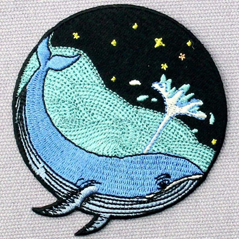 Whale In The Sea Embroidered Iron On Sew On Patch