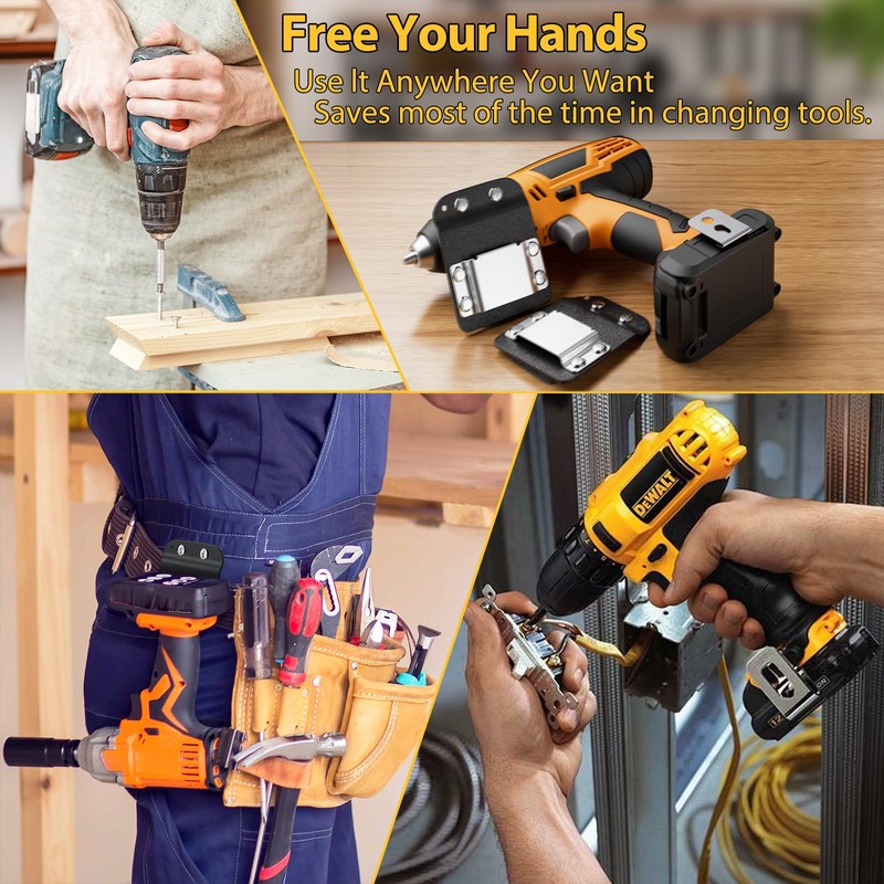 Kingson Drill Holder for Tool Belt, Quick-Release Clip, Fits Up