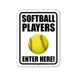 Honey Dew Gifts, Softball Players Enter Here, Door Signs for Home, Sports Wall Decor, Softball Decorations, Softball Gifts, Softball Accessories, Sports Fan Gifts, 9 inch by 12 inch, HDG-1623