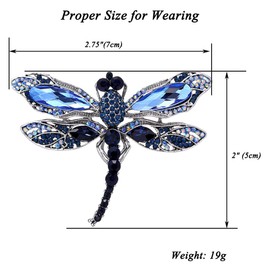 ETHOON Dragonfly Brooch Rhinestone Crystal Brooch Animals Pin for Women Jewelry Outfits Decoration Blue