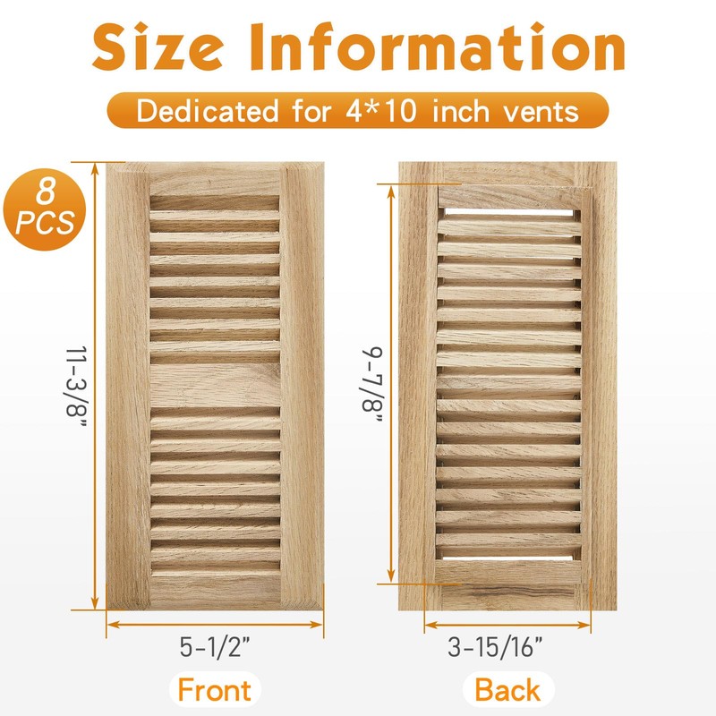 Landical 8 Pcs Red Oak Wood Floor Register Vent 4