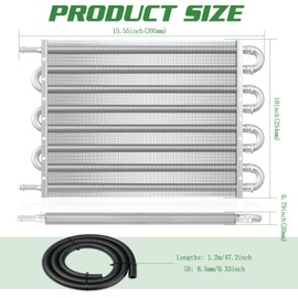 Universal 5/16" Transmission Oil Cooler Kit, Aluminium alloy 8 Pass Tube and Fin Oil Cooler Kit with Hose Mounting Kit, Silver