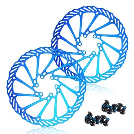 CNCLOL Bicycle Brake Disc 160 mm - 180 mm - 203 mm for MTB/Road Bike/Mountain Bike/BMX, Pack of 2 Brake Discs with 12 Screws, Blue/Gold/Rainbow
