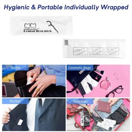 200 Count Individually Wrapped Dental Floss Picks - Travel Flossers for Teeth Cleaning and Oral Care - Ideal Travel Size Toiletries, Wedding Basket Supplies and Guest Bathroom Essentials
