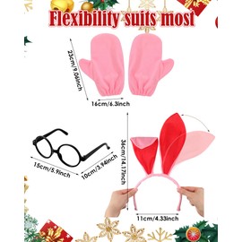 Jecery 5 Pcs Christmas Movie Bunny and Lamp Costume Accessories Headband Skirts Gloves Glasses Fishnet Stockings for Cosplay(M)