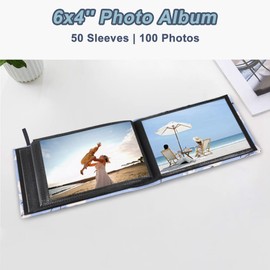 2 Small 6x4 Photo Albums Slip In Hold Totally 200 Photos 6x4 Inch / 10x15cm, Mini Flip Photo Album Little Portable Memory Book with Linen Cover for Baby Wedding Holiday Family Birthday Travel (Flower)