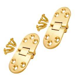 Generic 2PC 180 Degree Copper Flap Hinges, Semicircle Hinges for Furniture, Oval Table, Folding Table Accessories, Polished Finish, Classic Style, 70mm Length, 2 Count