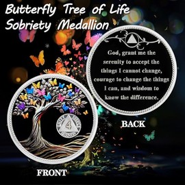 ACGZQY ACGZQY 4 Month Sobriety Chip - Recovery AA Coin and Medallion Butterfly Tree of Life Sobriety Coin AA NA Sober Anniversary Token Sobriety Gifts Alcoholics Anonymous Recovery for Men Women