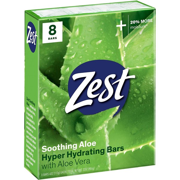 Zest 8-Bar Bath Size Soap, Fresh Aloe, 4 Ounce