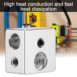 3D Printer Heater Block, MK10 Extruder Hotend Heater Block Professional Aluminum Heating Block Durability 3D Printer Hotend Heatbreak Fast High Heat Dissipation