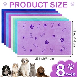 Chumia 8 Pcs Bulk Towels for Drying Dogs Cats Pet Towels Puppy Microfiber Quick Drying Dog Paw Bath Bathing Supplies Absorbent for Medium Pets(Classic Color,18 x 28 Inch)